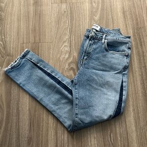 AGOLDE Toni Tuxedo Side Stripe Jeans, Light Blue Wash, Mid-Rise, size: 29